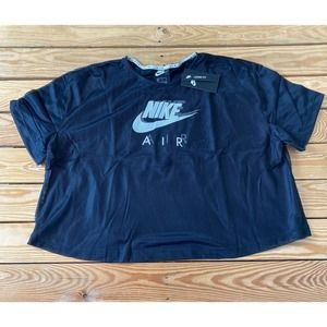 NWT Nike Athletic Shirt Size XL Women’s Black Crop Mesh Short Sleeve MSRP $45